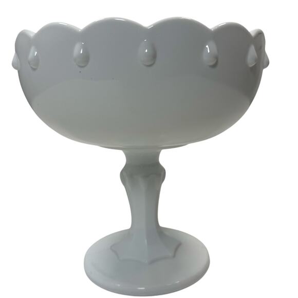 Vintage Indiana Milk Glass Teardrop Compote Pedestal Candy Dish 7.5" - Picture 2 of 6